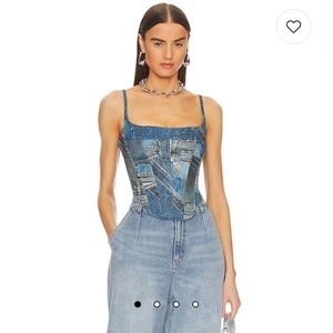Brand New Miaou Love Corset in Denim Print, Size S